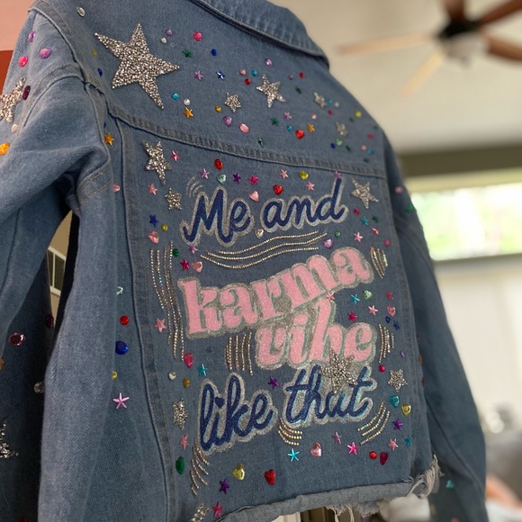Eras Tour Glitter Karma Cropped Jean Jacket - Picture 2 of 7